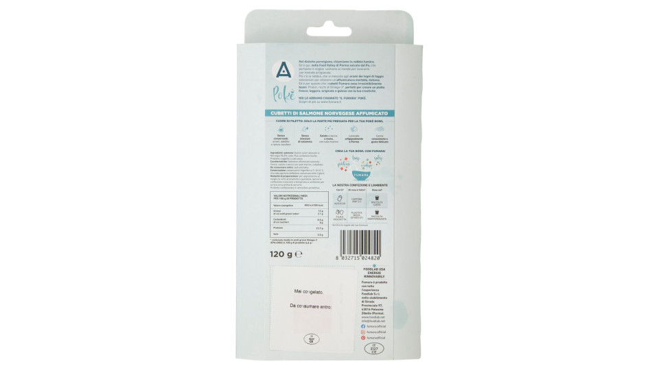 Fumara Per Pokè Salmone Norvegese Affumicato A Cubetti 120 G