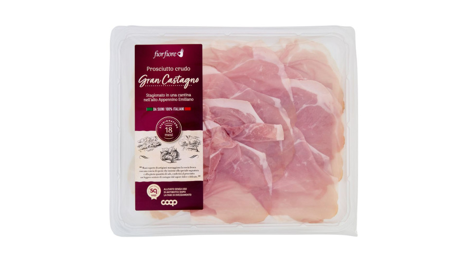 Prosciutto Crudo Gran Castagno Da Suini 100% Italiani Stagionatura Minima 18 Mesi 0,090 Kg