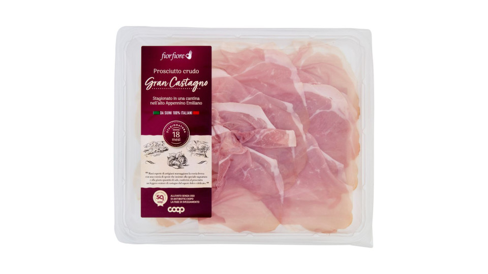 Prosciutto Crudo Gran Castagno Da Suini 100% Italiani Stagionatura Minima 18 Mesi 0,090 Kg