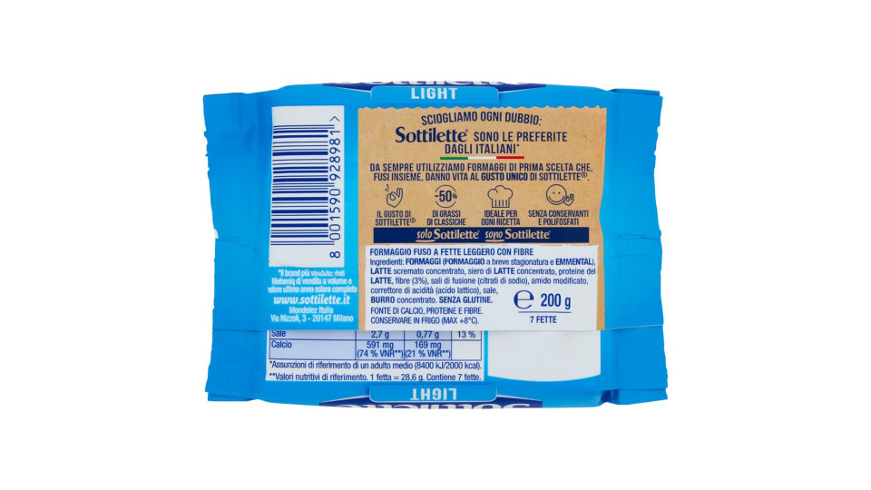Sottilette Light Formaggio Fuso A Fette Leggero - 200 G