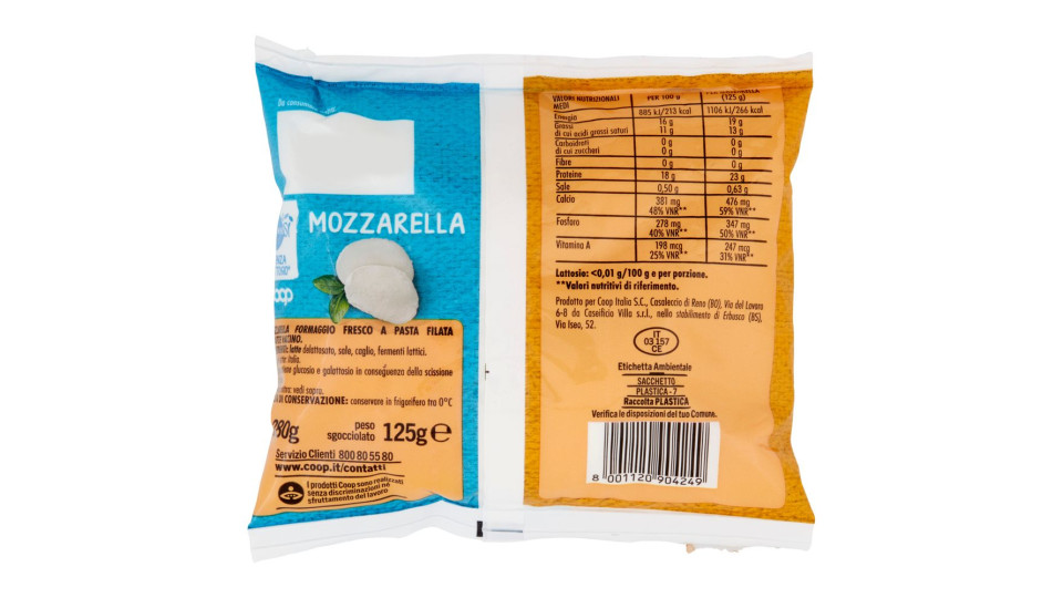 Mozzarella Senza Lattosio* 125 G