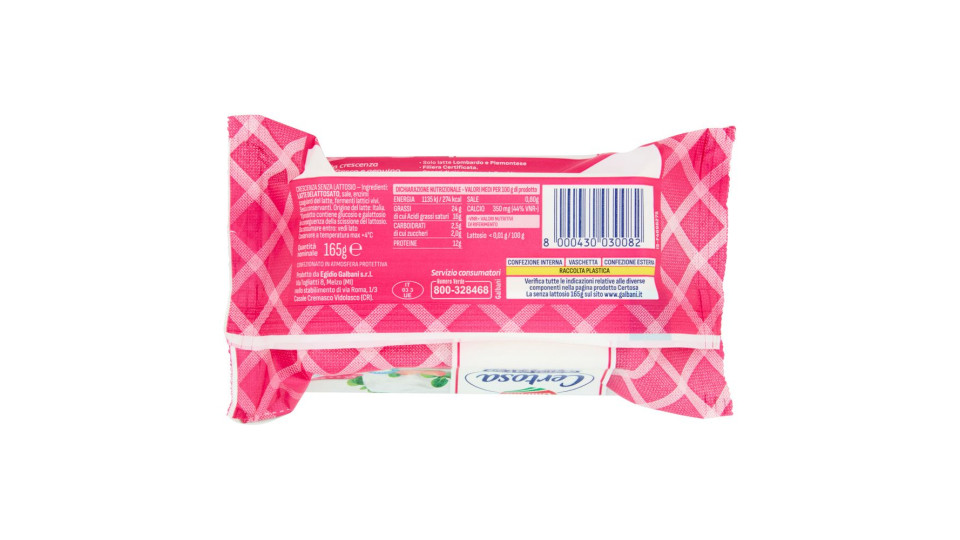 Galbani Certosa La Senza Lattosio Crescenza Italiana 165 G