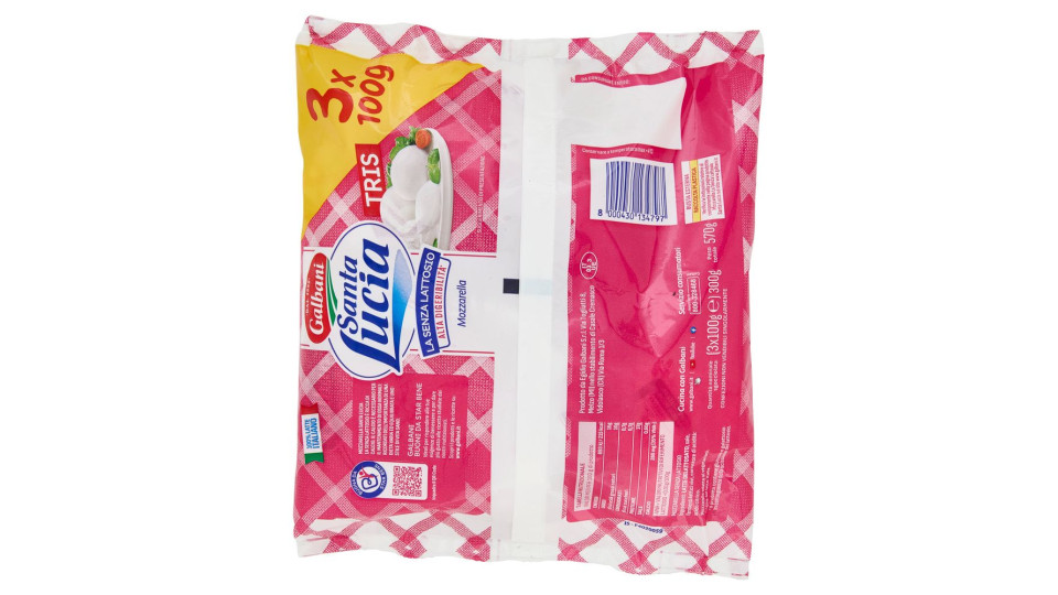 Galbani Santa Lucia Mozzarella Tris La Senza Lattosio 3 X 100 G