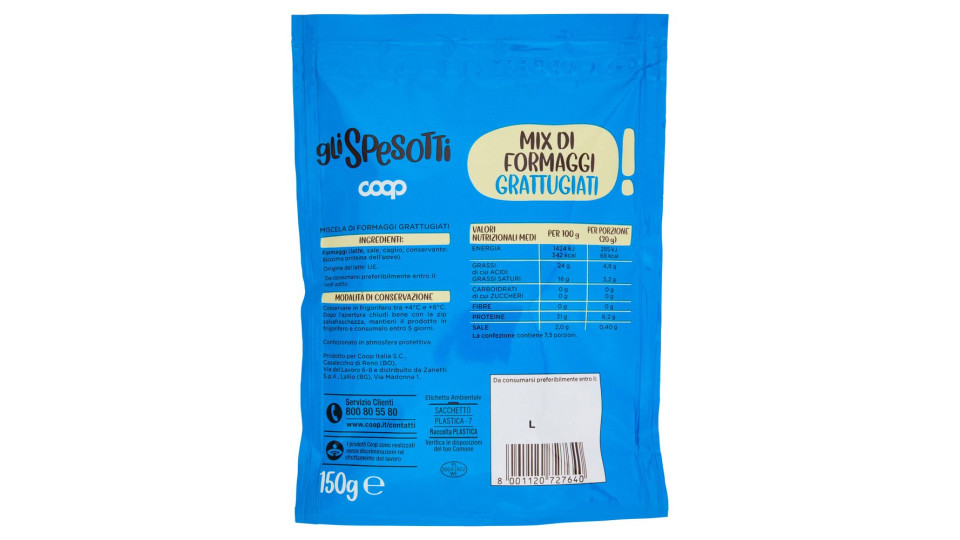 Mix Di Formaggi Grattugiati 150 G