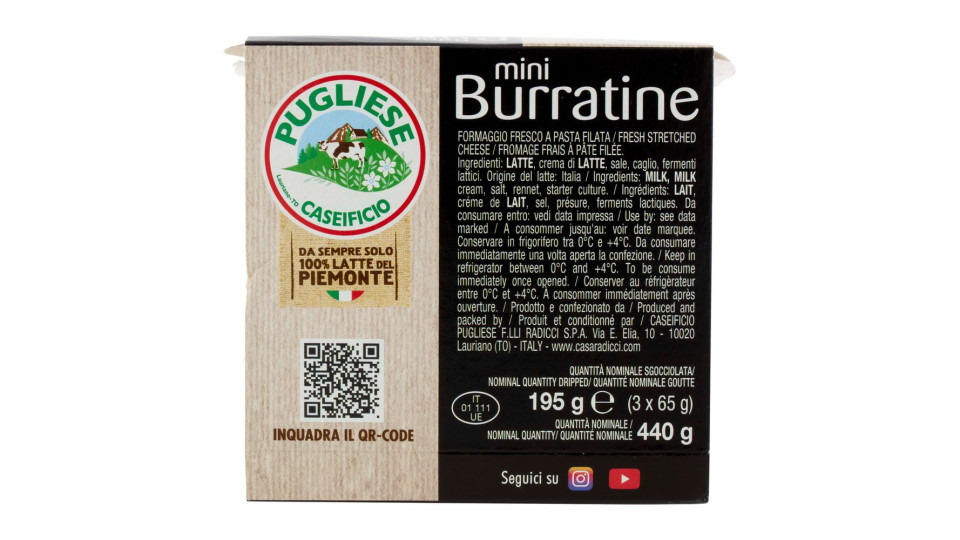 Caseificio Pugliese Mini Burratine 3 X 65 G