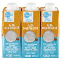 Senza Lattosio* Alta Digeribilità Latte Parzialmente Scremato Uht A Lunga Conservazione 3 X 250 Ml