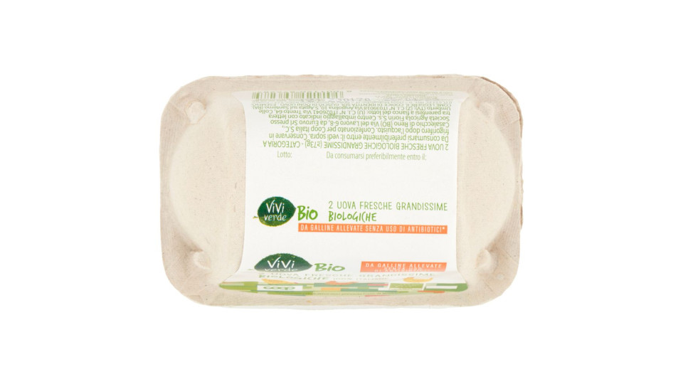 2 Uova Fresche Grandissime Biologiche 100% Italiane