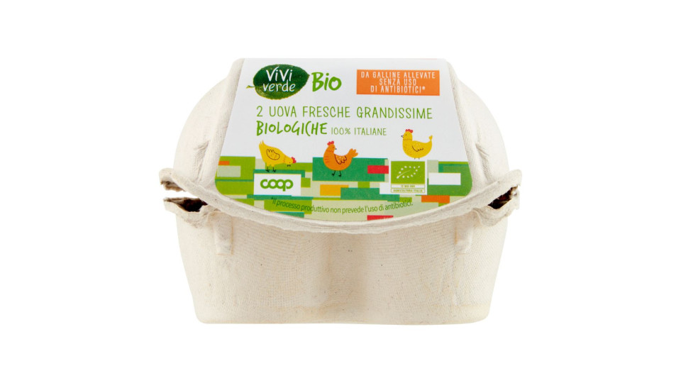2 Uova Fresche Grandissime Biologiche 100% Italiane