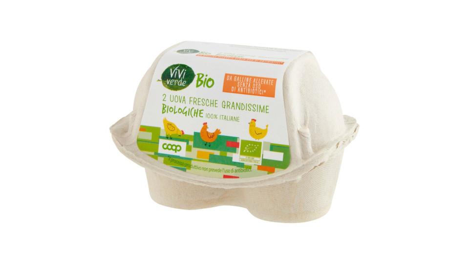 2 Uova Fresche Grandissime Biologiche 100% Italiane