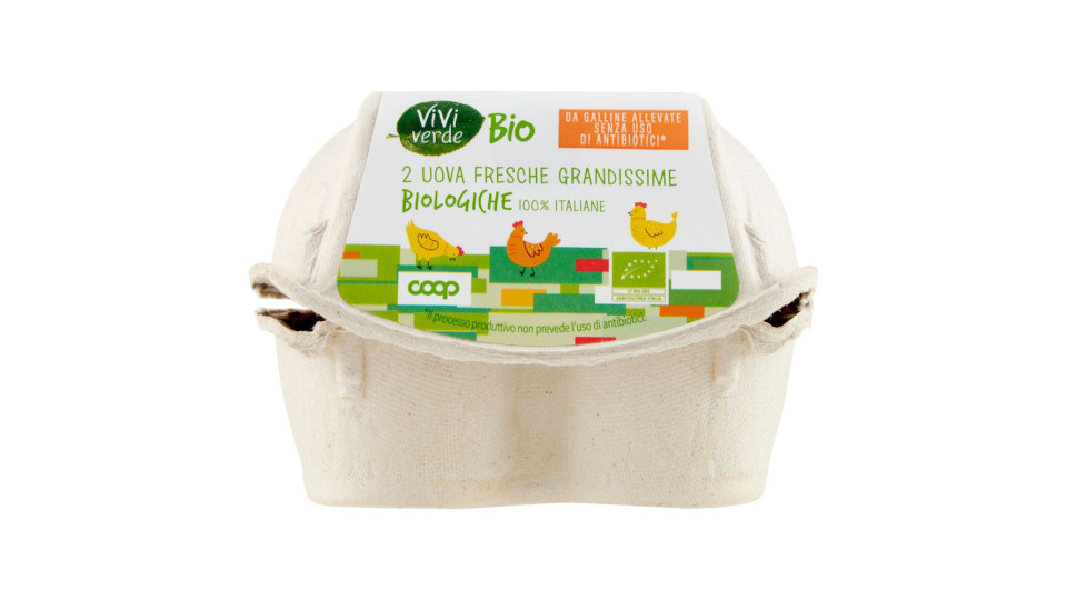 2 Uova Fresche Grandissime Biologiche 100% Italiane
