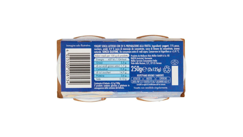 Müller Senza Lattosio Yogurt Cremoso Pesca&maracuja In Pezzi 2 X 125 G