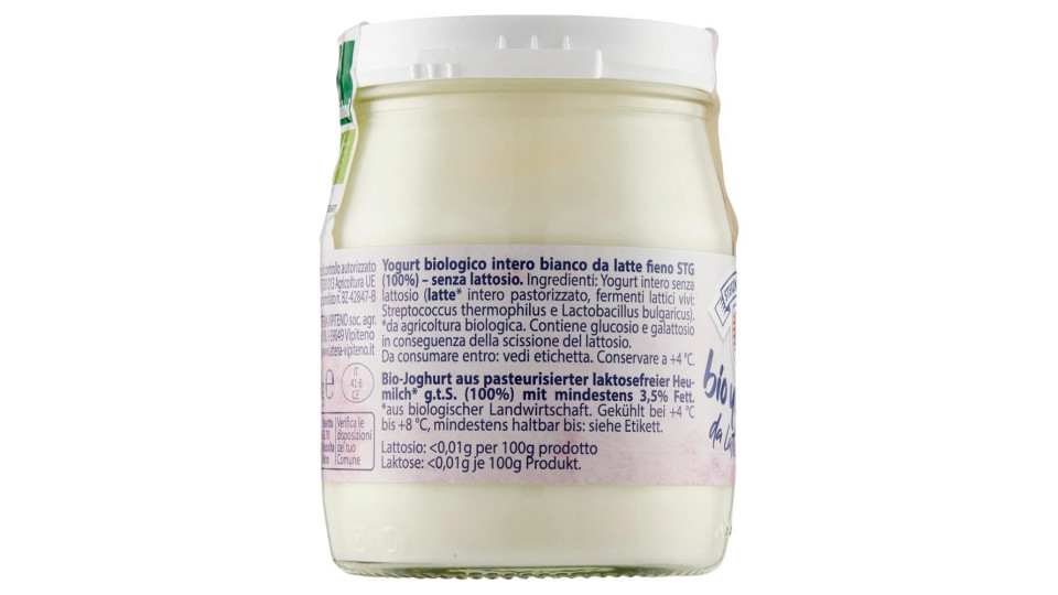 Sterzing Vipiteno Bio Yogurt Da Latte Fieno Bianco Senza Lattosio 150 G