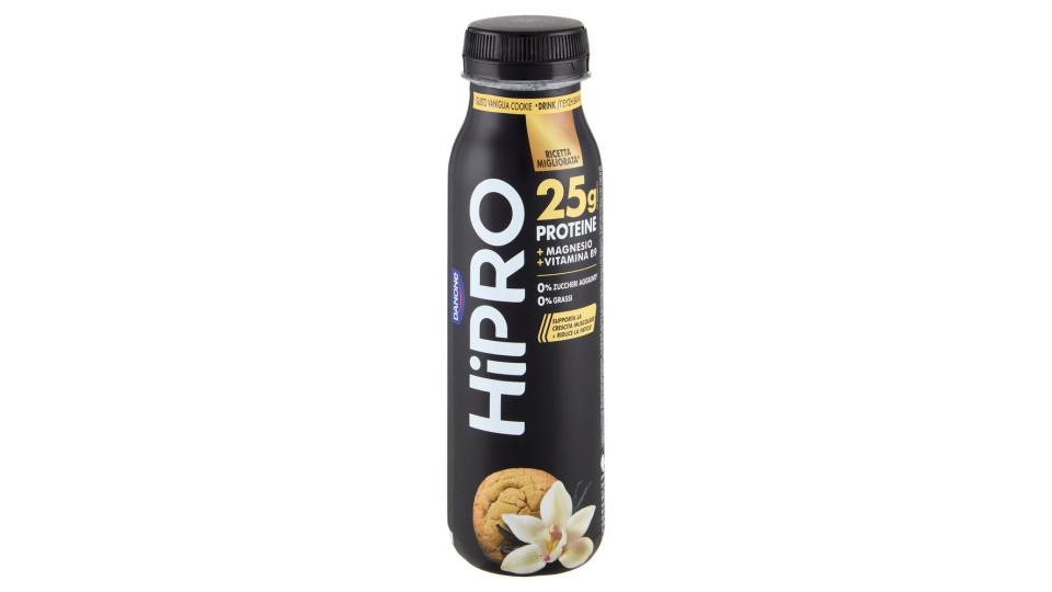Hipro Drink Vaniglia Cookie,25g Proteine,0% Grassi,con Magnesio&vit B9, Senza Lattosio, 300g