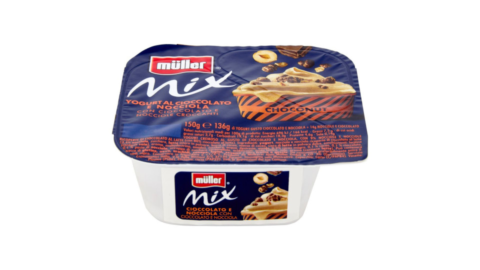 Müller Mix Yogurt Al Cioccolato E Nocciola Con Cioccolato E Nocciole Croccanti 150 G