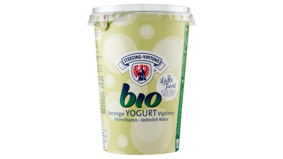 Sterzing Vipiteno Bio Yogurt Da Latte Fieno Intero Bianco 500 G