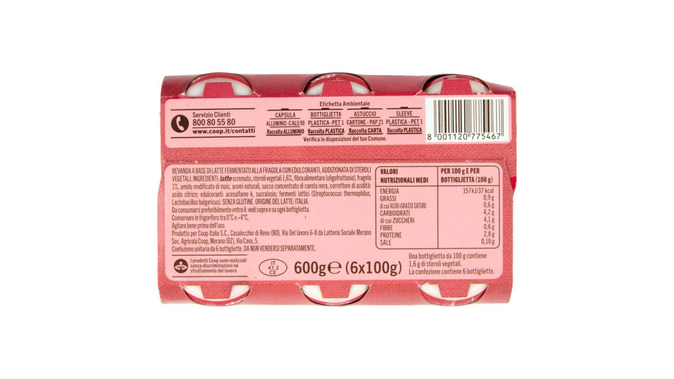 Bevanda A Base Di Latte Fragola Con Steroli Vegetali Che Aiutano A Ridurre Il Colesterolo 6 X 100 G