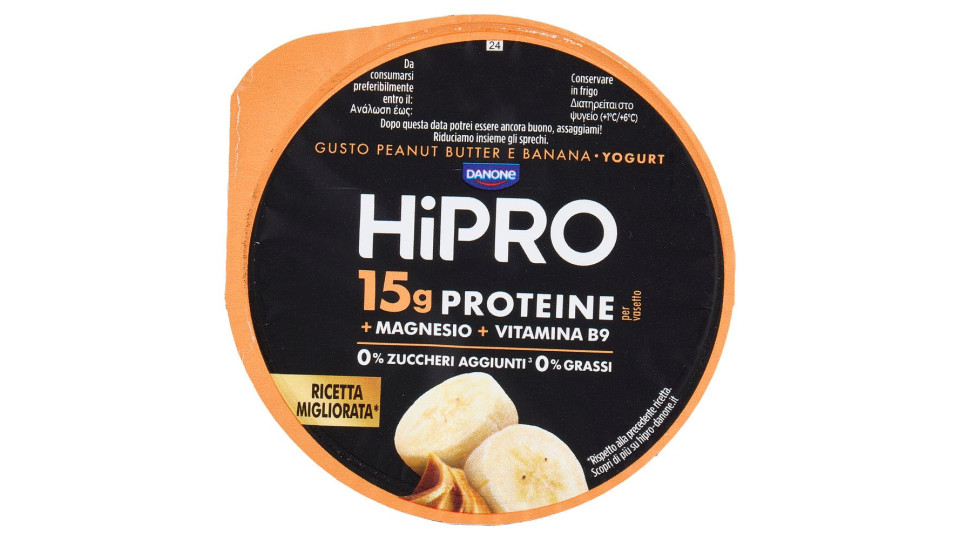 Hipro Yogurt Proteico,0% Grassi,burro D'arachidi&banana,con Magnesio&vit B9,basso In Lattosio,160g