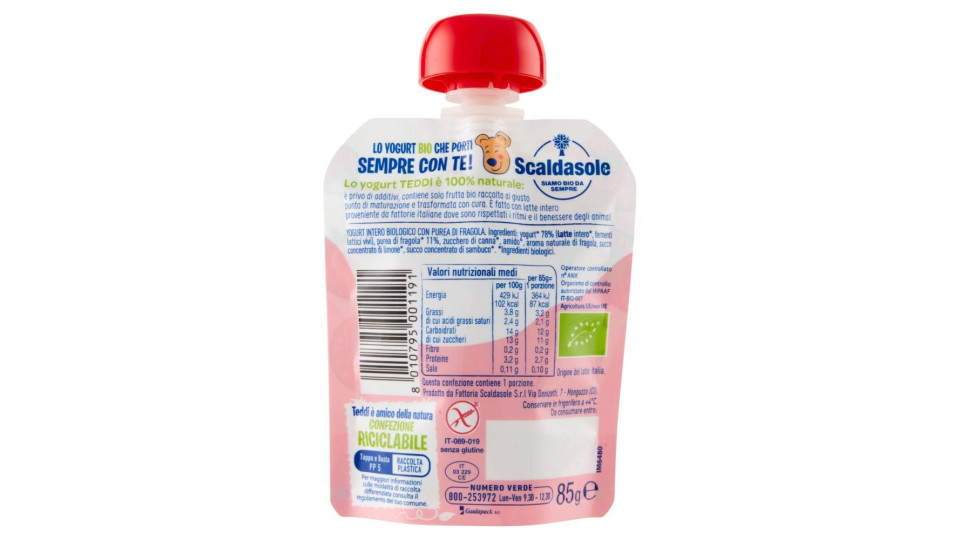 Teddi Biologico Fragola Yogurt 85 G