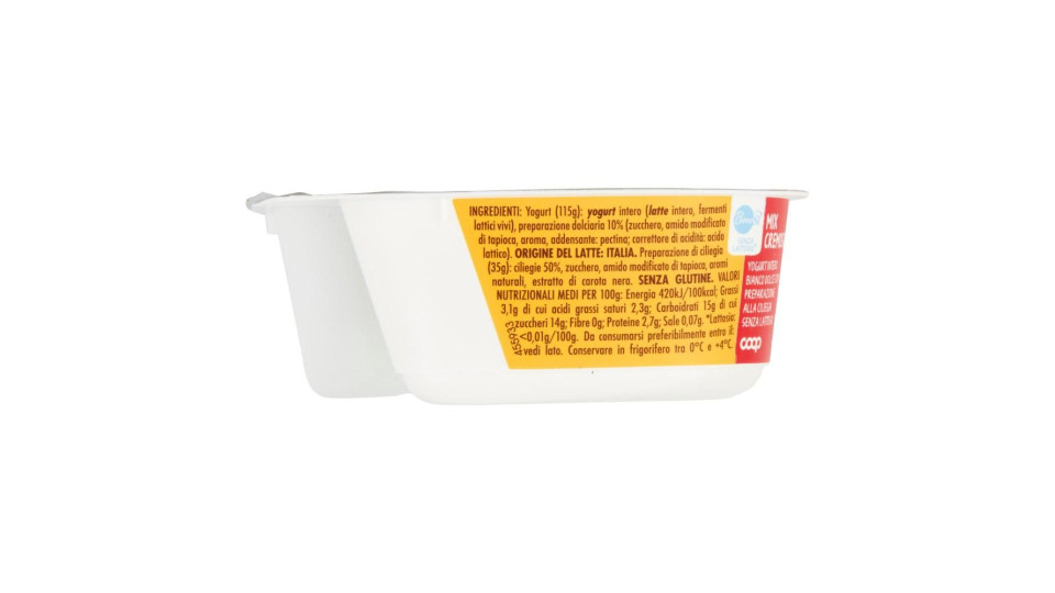 Senza Lattosio* Mix Cremoso Yogurt Intero Bianco Dolce Con Preparazione Alla Ciliegia 150 G