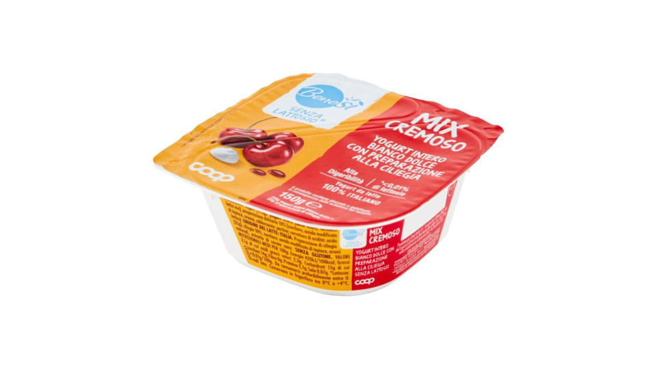 Senza Lattosio* Mix Cremoso Yogurt Intero Bianco Dolce Con Preparazione Alla Ciliegia 150 G