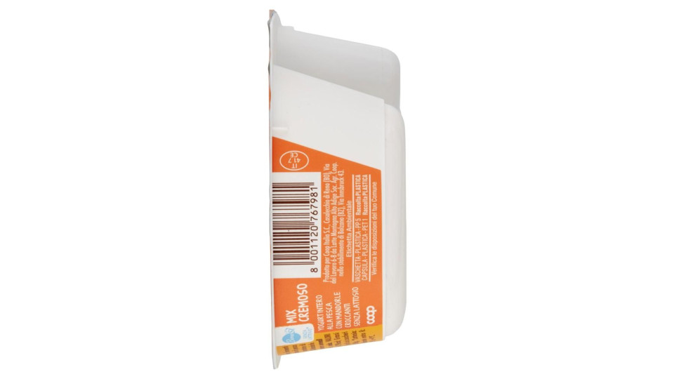 Senza Lattosio* Mix Cremoso Yogurt Intero Alla Pesca Con Mandorle Croccanti 150 G
