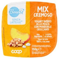 Senza Lattosio* Mix Cremoso Yogurt Intero Alla Pesca Con Mandorle Croccanti 150 G