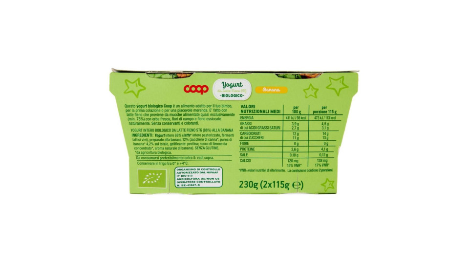 Yogurt Da Latte Fieno Stg Biologico Banana 2 X 115 G