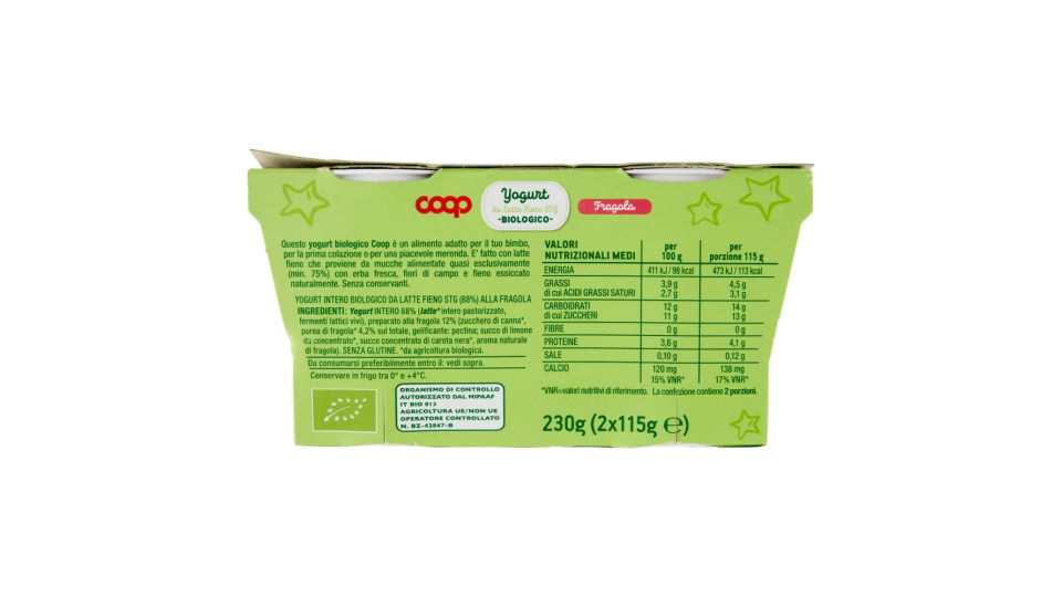Yogurt Da Latte Fieno Stg Biologico Fragola 2 X 115 G