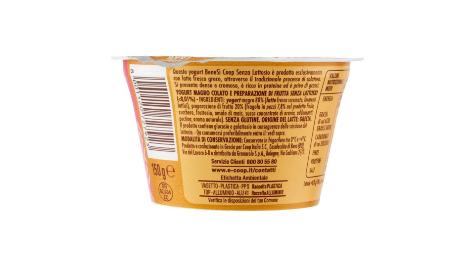 Senza Lattosio* Yogurt Greco Fragola 0% Grassi 150 G