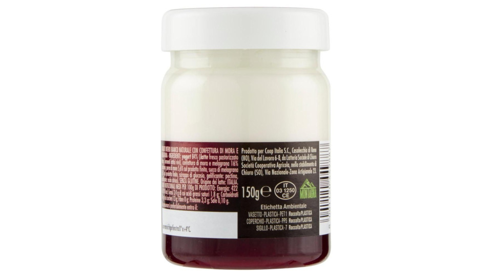 Yogurt Da Latte Di Montagna Bianco Naturale Con Mora E Melagrana 150 G