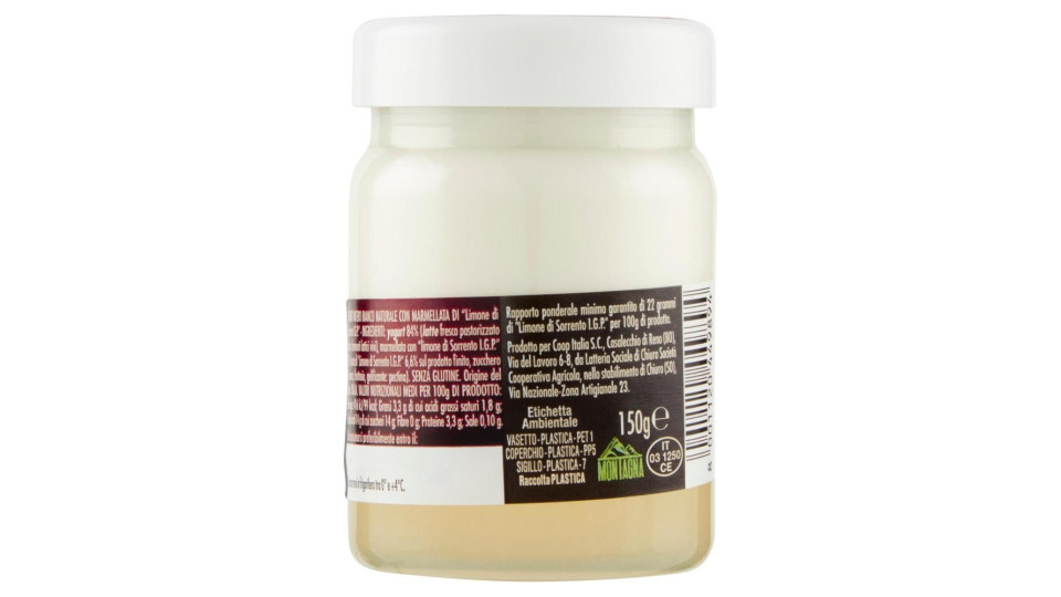 Yogurt Da Latte Di Montagna Bianco Naturale Con 'limone Di Sorrento I.g.p.' 150 G