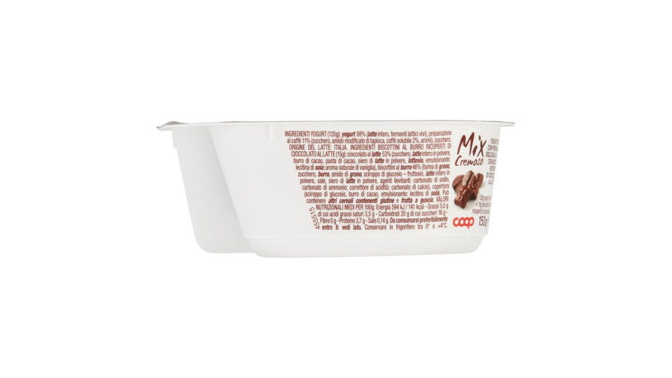 Mix Cremoso Yogurt Cremoso Al Gusto Di Caffè E Biscottini Ricoperti Di Cioccolato Al Latte 150 G