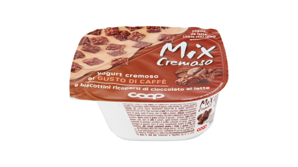 Mix Cremoso Yogurt Cremoso Al Gusto Di Caffè E Biscottini Ricoperti Di Cioccolato Al Latte 150 G
