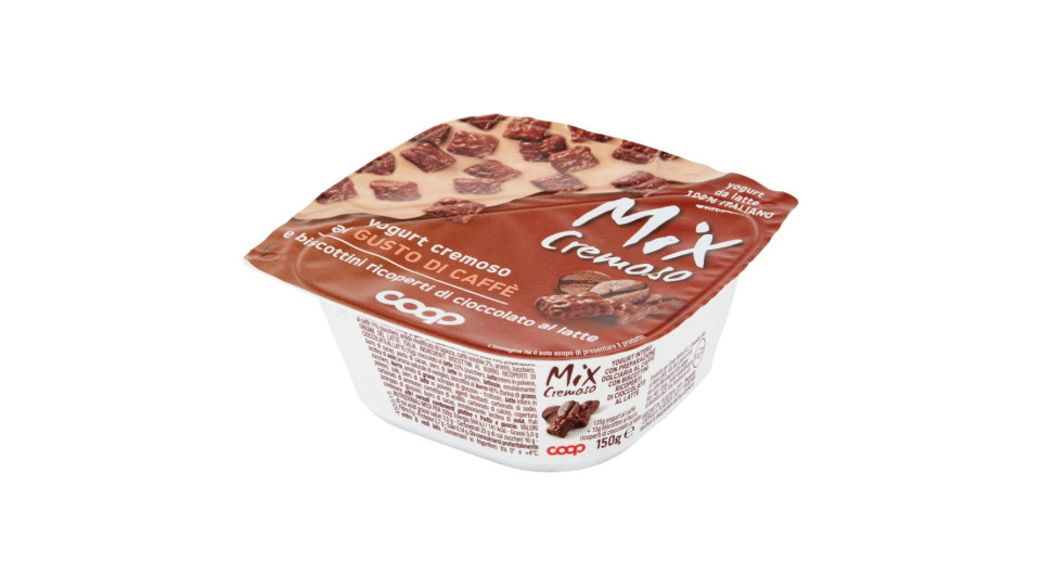 Mix Cremoso Yogurt Cremoso Al Gusto Di Caffè E Biscottini Ricoperti Di Cioccolato Al Latte 150 G
