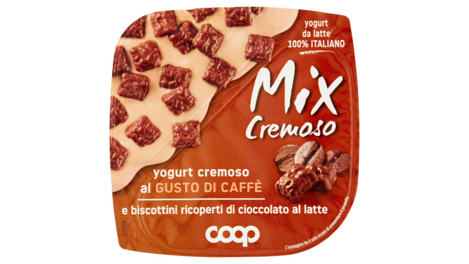 Mix Cremoso Yogurt Cremoso Al Gusto Di Caffè E Biscottini Ricoperti Di Cioccolato Al Latte 150 G
