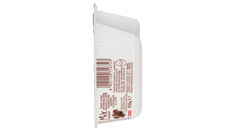 Mix Cremoso Yogurt Cremoso Al Gusto Di Caffè E Biscottini Ricoperti Di Cioccolato Al Latte 150 G