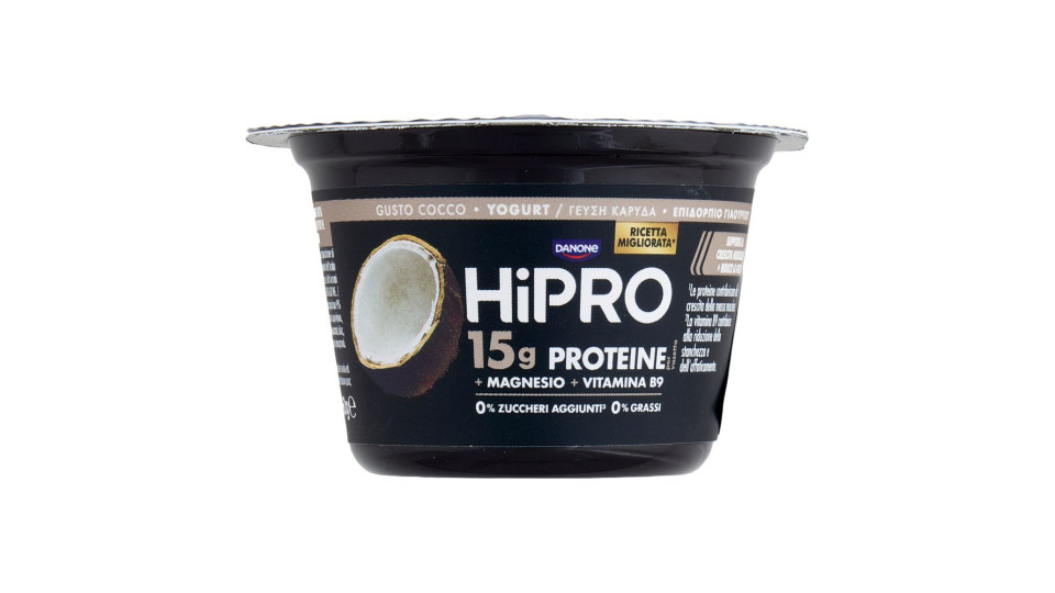 Hipro Yogurt, 15g Proteine,0% Grassi,gusto Cocco,con Magnesio&vit B9,basso In Lattosio,160g