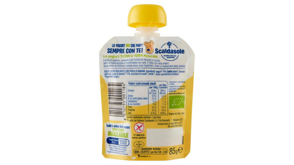 Teddi Biologico Banana Yogurt 85 G