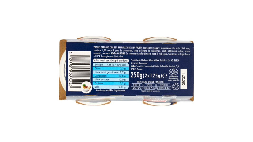 Müller Yogurt Cremoso Pera In Pezzi 2 X 125 G
