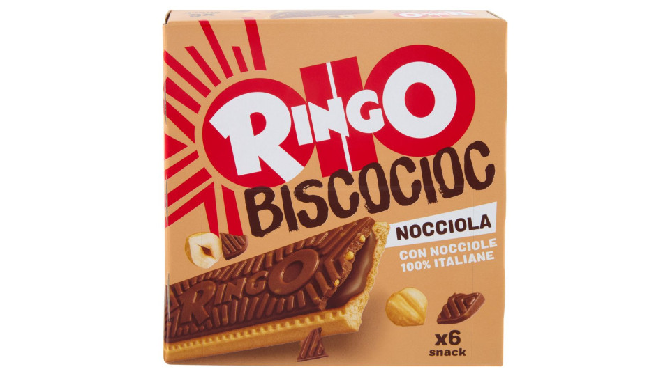 Ringo Snack Biscocioc Con Nocciole 100% Italiane E Cereali Croccanti 6 Porzioni 162g