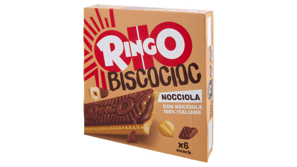 Ringo Snack Biscocioc Con Nocciole 100% Italiane E Cereali Croccanti 6 Porzioni 162g