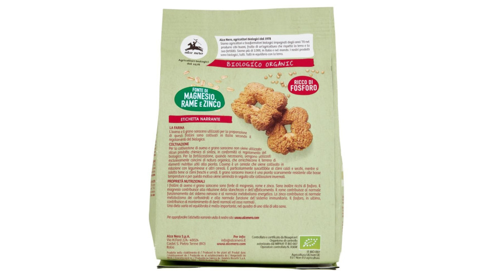 Alce Nero Frollini Avena E Grano Saraceno 250 G