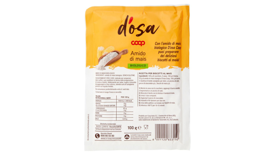 Amido Di Mais Biologico 100 G