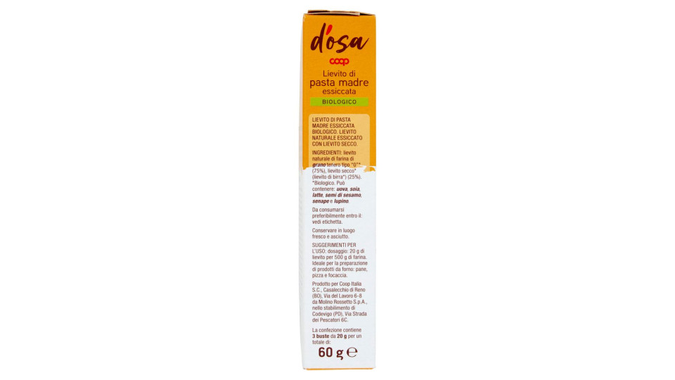Lievito Di Pasta Madre Essiccata Biologico 3 X 20 G