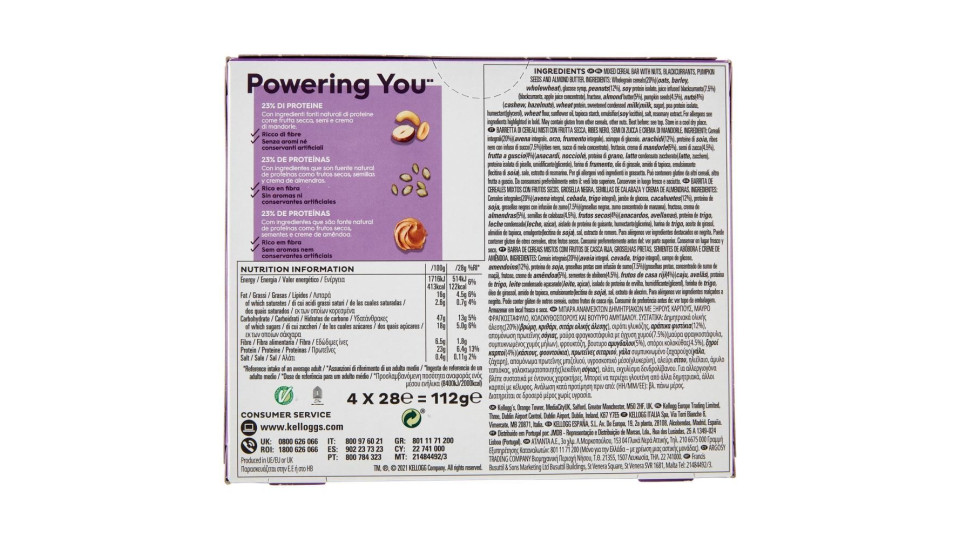 Kellogg's Special K High Protein 22% Ribes Nero E Semi Di Zucca 4 X 28 G