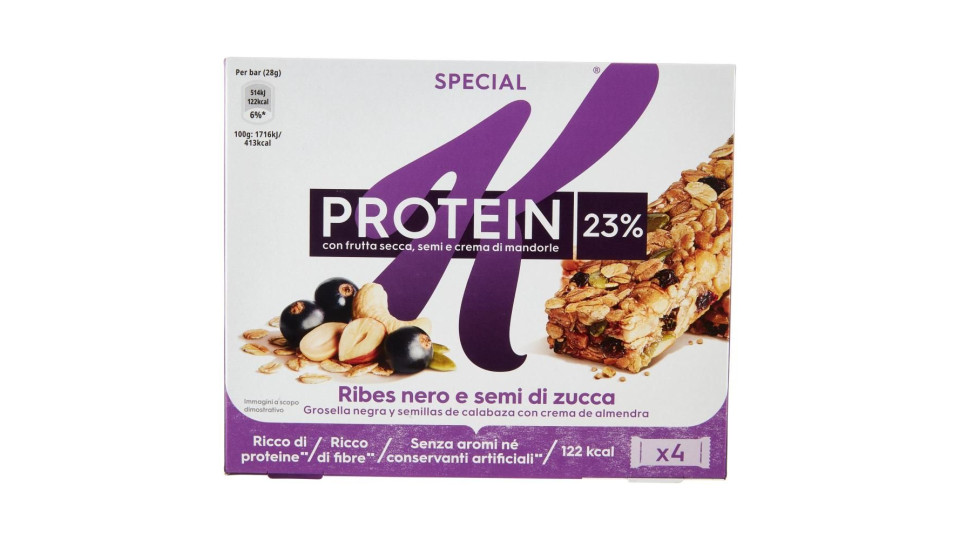 Kellogg's Special K High Protein 22% Ribes Nero E Semi Di Zucca 4 X 28 G