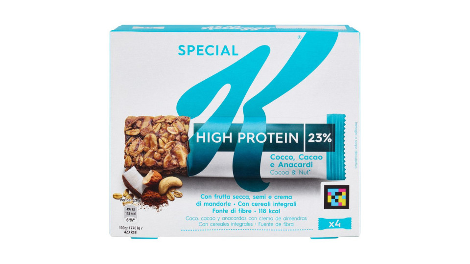 Kellogg's Special K High Protein 23% Cocco, Cacao E Anacardi 4 X 28 G