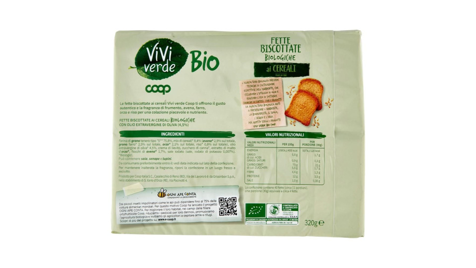 Fette Biscottate Biologiche Ai Cereali 320 G