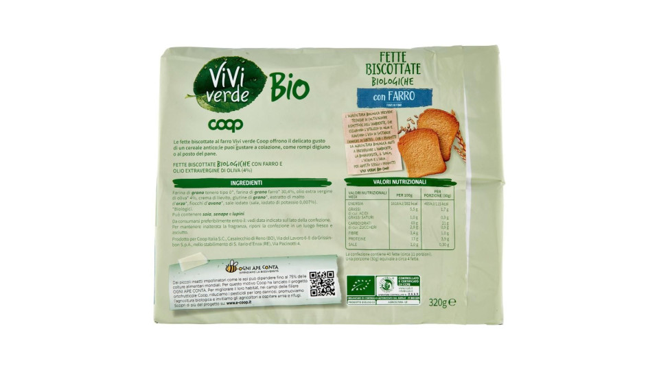 Fette Biscottate Biologiche Con Farro 320 G