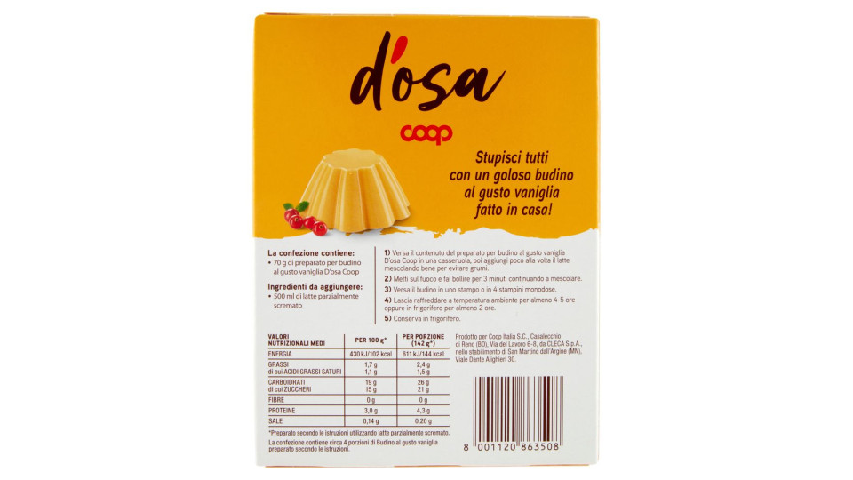Preparato Per Budino Al Gusto Vaniglia 70 G